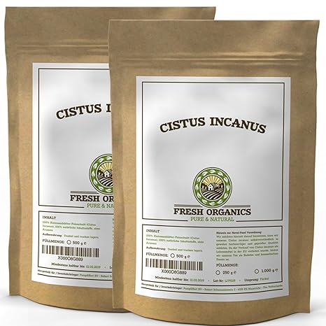 CISTUS INCANUS | 2 x 500g/1kg ZISTUSKRAUT | ZISTROSENBLÄTTER reich an Polyphenolen | Premium-Qualität im wiederverschließbaren Frischebeutel