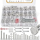 780pcs Hex Bolts and Nuts kit, 304 Stainless Steel M6 M5 M4 M3 Metric Bolt Assortment (Lock & Flat Washers), Stainless Steel 