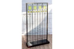 EBROS GIFT Ebros Frank Lloyd Wright Oak Park House Playroom Stained Glass Art Metal Framed Hanging Wall Decor Or Desktop Plaque Home or Office Decorative Masterpiece 14" by 7.75" Glass Dimensions