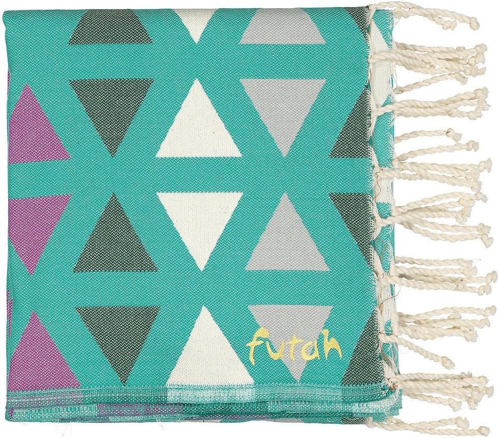 Futah Beach Towels - Santa Barbara Emerald, Single Beach Towel, 100% Cotton, Lightweight, Absorbent and Resistant (100x180 cm)