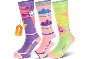 Supertrip Kids Merino Wool Ski Socks 3 Pairs Boys Girls Youth Thermal Winter Warm Thick Socks for Skiing Snowboarding