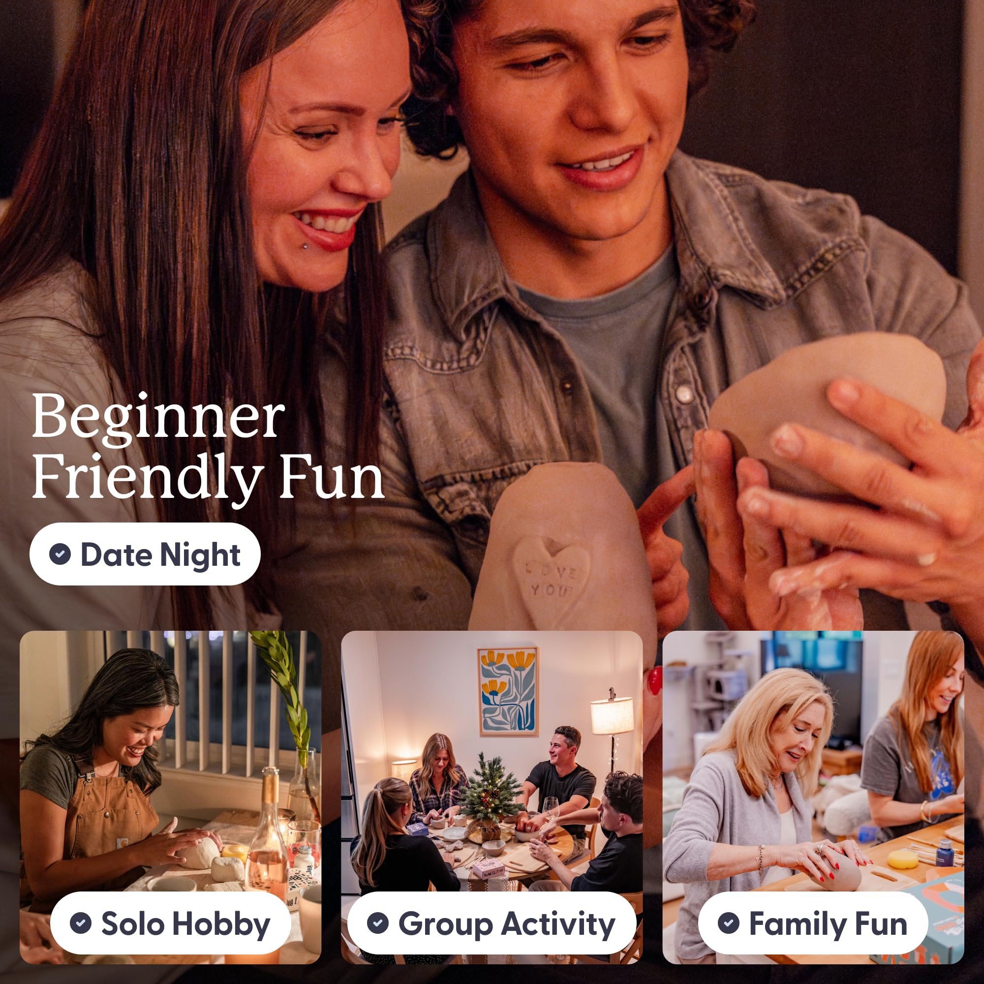 Sculpd - The Original Pottery Kit - Complete Air Dry Clay Kit for Adults Includes Sculpting Tools, Varnish, Paint Brushes, Guides, Arts & Crafts Sets, Gloss Varnish