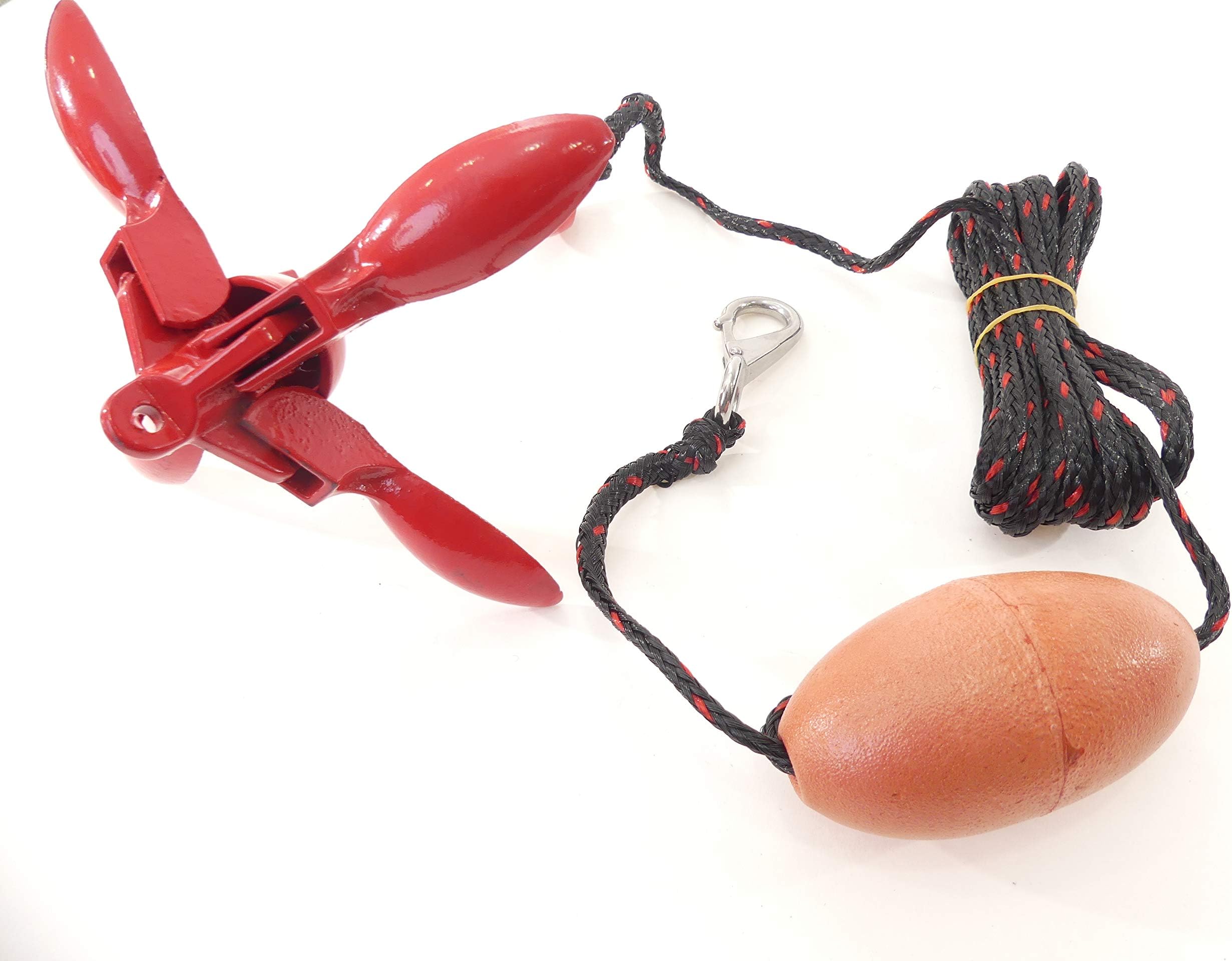 Tech Team Complete Marine Grapnel Folding Anchor Kit, Kayak, Canoe, Jet Ski, Rowboat, 25’ x 5/8” PE Rope, Float, Spring Clip, Storage Bag