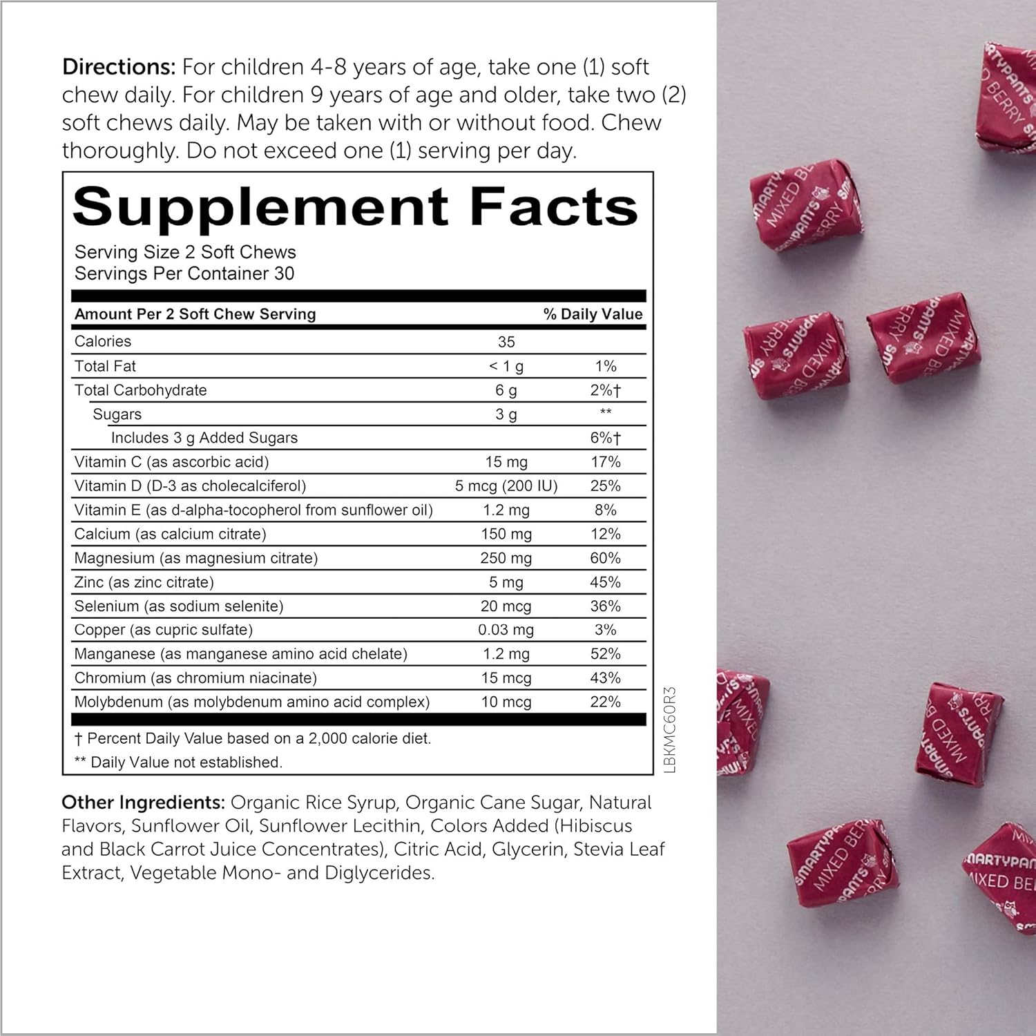 SmartyPants Kids Mineral Daily Gummy Multivitamin: Vitamin C, D3 & Zinc for Immunity, Gluten Free, Vitamin E, Calcium for Bones, Magnesium Citrate for Muscle Function, 60 Count (30 Day Supply): Health & Personal Care