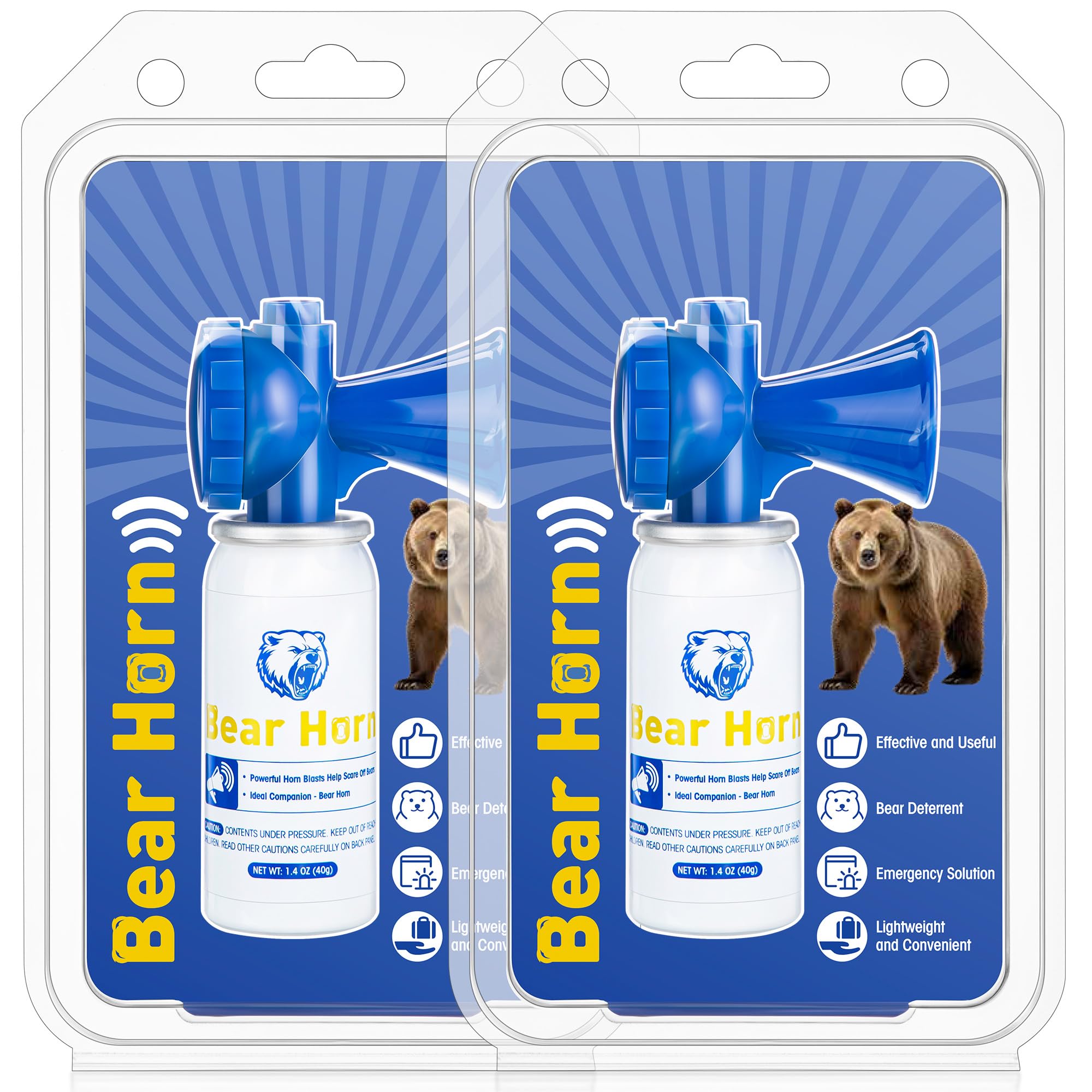 2 Pack 1.4oz Bear Horn Self Defense, Loud Air Horn