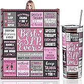 Geiserailie 2 Pcs Christmas Speech Gift for Women Men Slp Gifts for Speech Language Pathologist Throw Blanket Throw 20 oz Tumbler Slp Christmas Appreciation Gift for Teacher Therapist