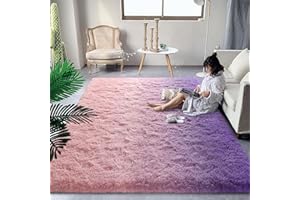 DweIke Shag Area Rug, 5x8 Ft Light Purple Pink Rug Indoor Ultra Soft Plush Carpets for Living Room and Bedroom, Non-Slip, Plush High Pile Fuzzy Rugs for Girls Kids Room Bedroom Nursery Decor