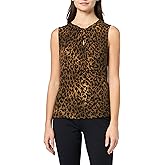 DKNY Womens Sleeveless Crewneck with Keyhole Jersey Blouse