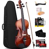 Pyle 3/4 Three Fourths Size Acoustic Violin for Beginners | Complete Violins Set with Hard Case, Bow, Extra Strings, Rosin, Full Accessories Kit - Mobile App Tuner 2 Month Lessons