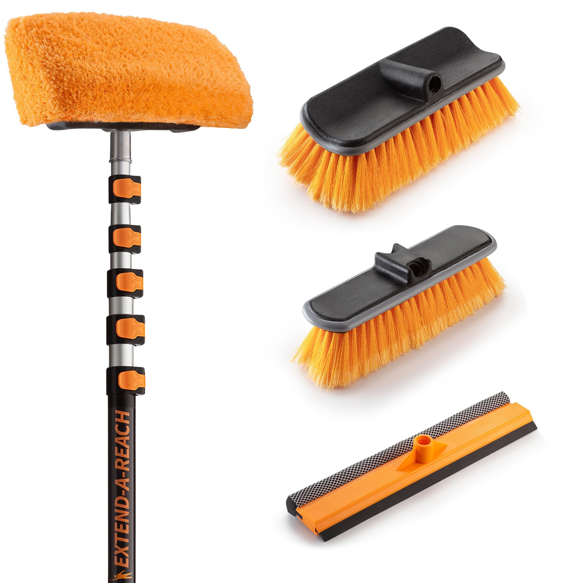 Photo 1 of 30-Foot Exterior House Cleaning Brush Set with 5-24 ft Extension Pole // Vinyl Siding Brushes with Telescopic Extendable Pole & Window Cleaning Squeegee Tool // The Ultimate Extension Scrub Brush Set
