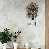 WALPLUS Brown Vintage Cuckoo Wall Clock Flapping Bird Volume Control Battery view 2