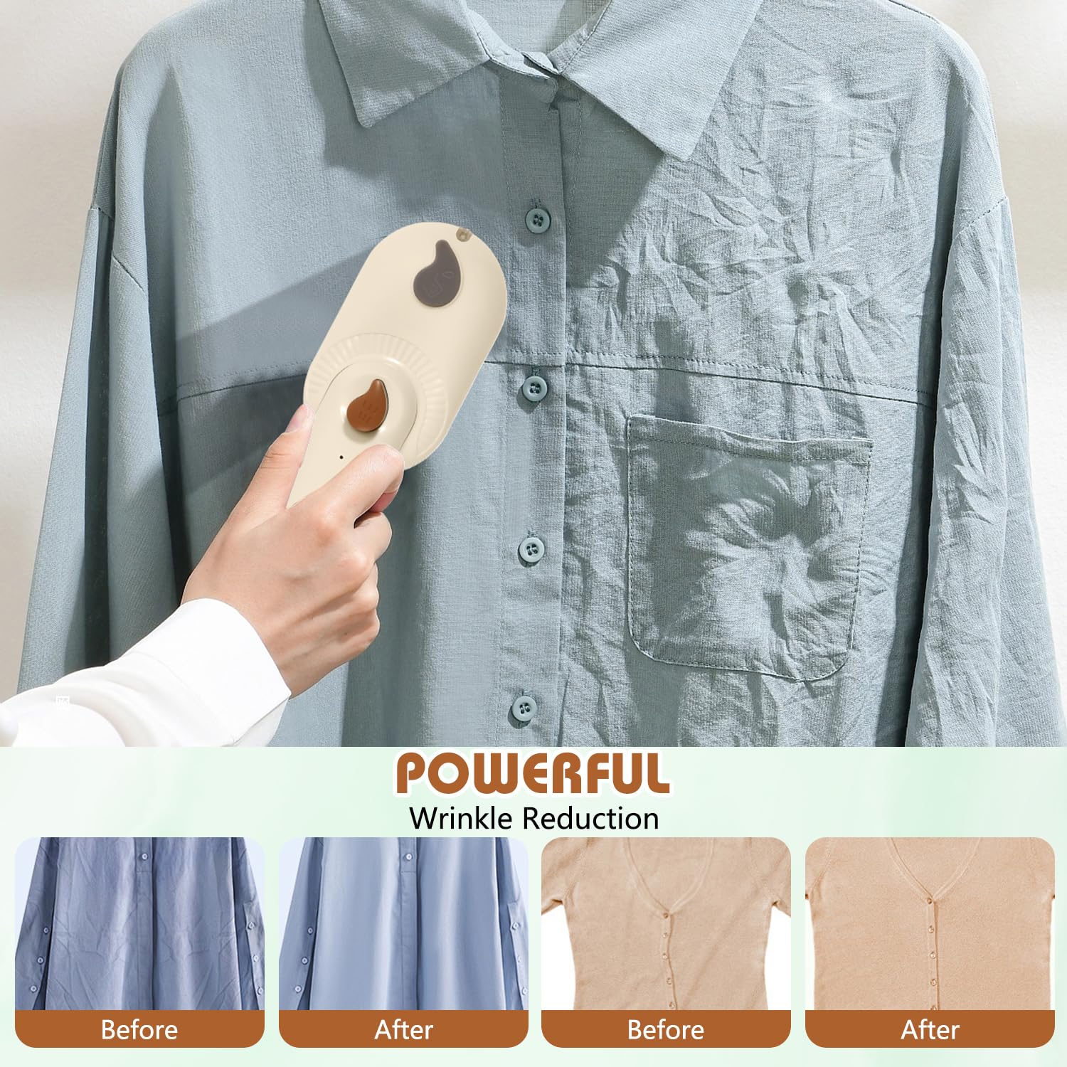 Sakerplus Steam Iron, 2-In-1 Steamer and Iron,Continuous Steam & Dry Ironing, Portable Steamer for Clothes, Compact Lightweight Design, Suitable for Home & Travel Use (White)