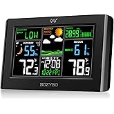 Weather Station Wireless Indoor Outdoor Thermometer: BOZYBO Digital Atomic Clock with Indoor/Outdoor Temp, Temperature Gauge Weather Clock with Calendar and Adjustable Backlight