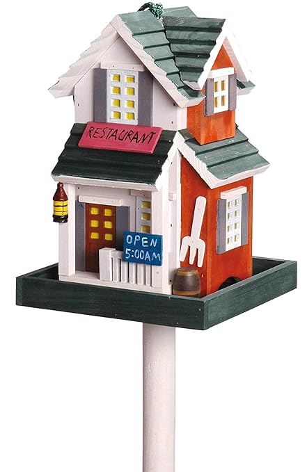dobar Detailverliebtes Vogelhaus mit Ständer, auch zum Aufhängen mit Kordel