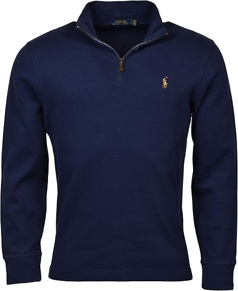 Polo Ralph Lauren Men's Estate-Rib Quarter-Zip Pullover - S - Navy: Amazon.com.au: Fashion