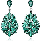 EVER FAITH Wedding Rhinestone Crystal Statement Earrings for Bride, Banquet Teardrop Chandelier Dangle Earring for Woman