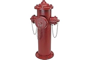 Design Toscano Fire Hydrant Statue Puppy Pee Post and Pet Storage Container, Large 23 Inch, Metal, Full Color