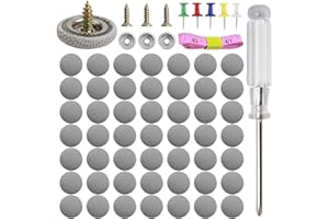 GRIINE 50 Kits Car Roof Headliner Repair Kit, 202Pcs Rivets Repair Button Auto Roof Snap Rivets Retainer for Interior Ceiling Cloth Fixing Repair Buckle with Installation Tool (Grey Grid)