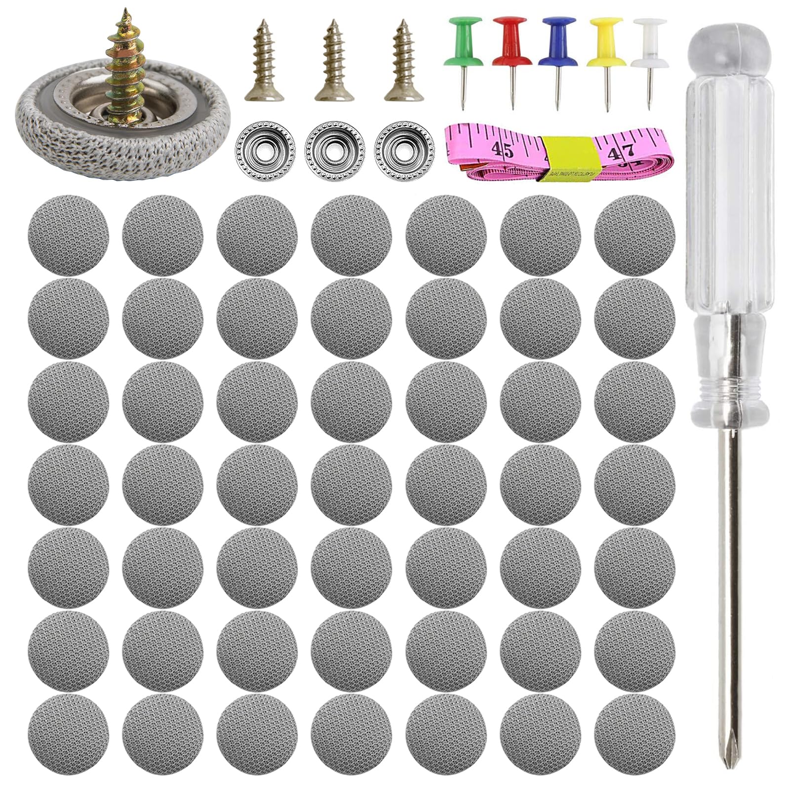 Photo 1 of 50 Kits Car Roof Headliner Repair Kit, 202Pcs Rivets Repair Button Auto Roof Snap Rivets Retainer for Interior Ceiling Cloth Fixing Repair Buckle with Installation Tool (Grey Grid)