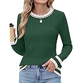 Rapbin Sweaters for Women Long Sleeve Crew Neck Ribbed Knit Pullover Tops Loose Casual Basic Winter Outfits