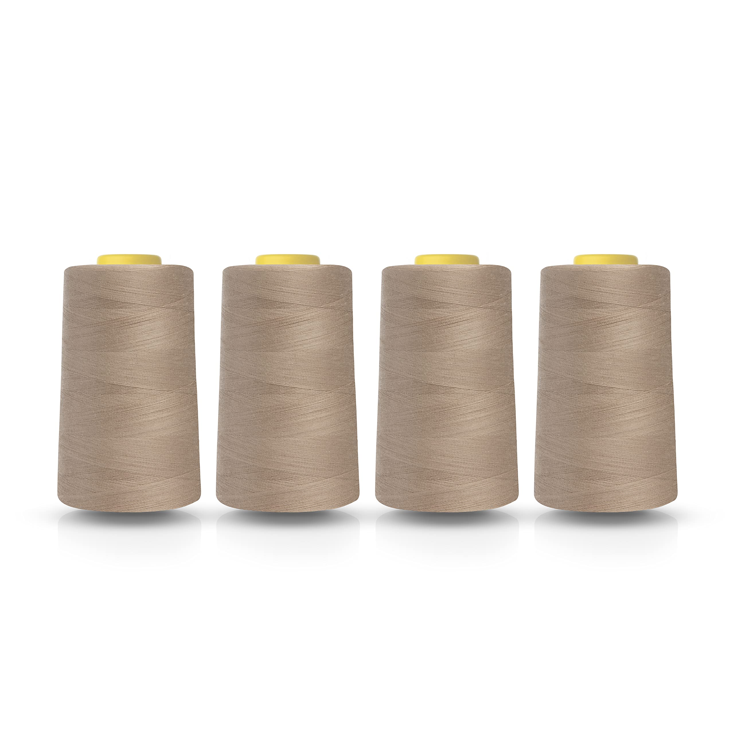 Realm Overlocking Sewing Machine Polyester Thread x Four 5000 Yards Cones White Black Natural Navy Red Grey (Beige)