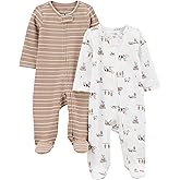 Simple Joys by Carter's unisex-baby 2-way Zip Thermal Footed Sleep and Play, Pack of 2
