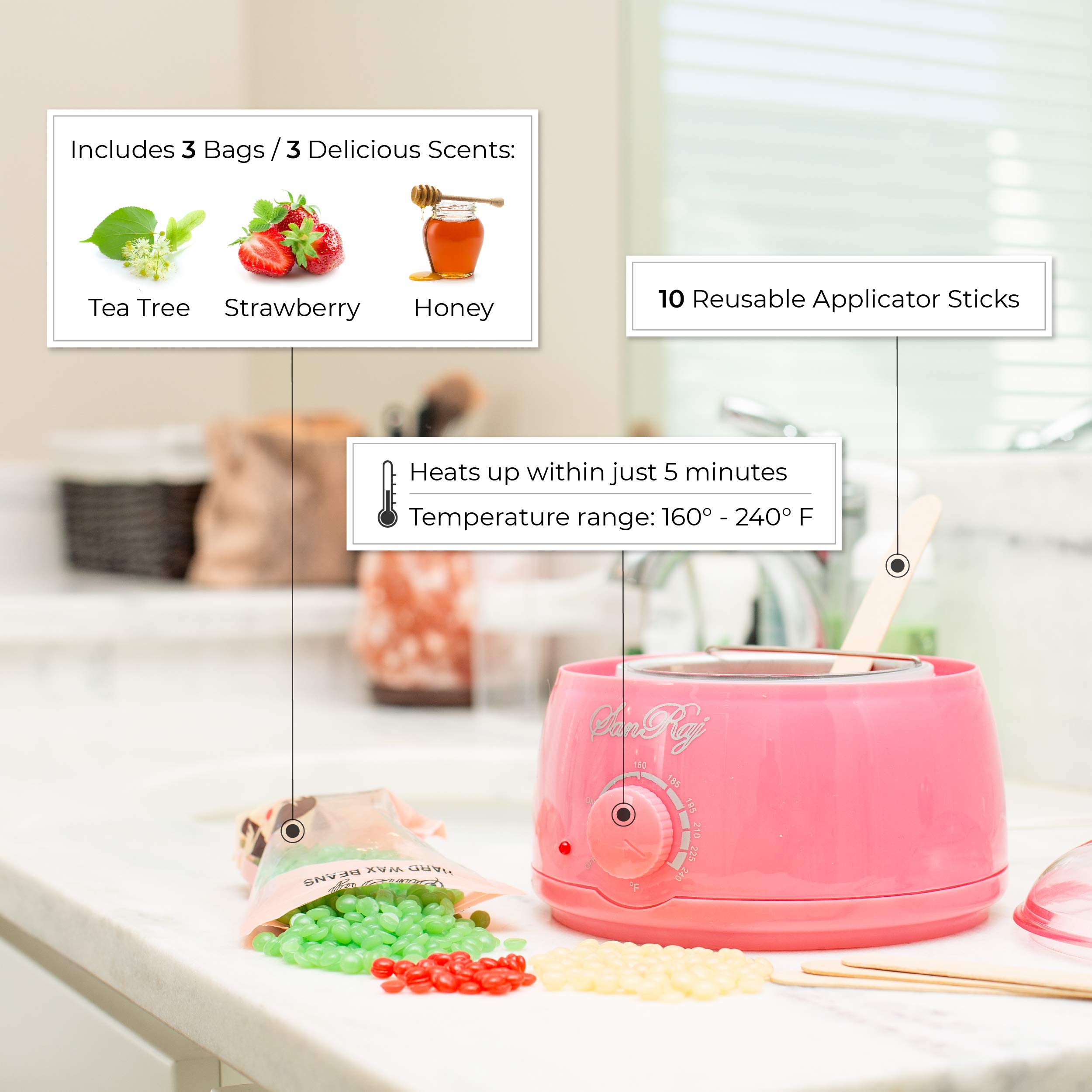 Wax Warmer Hair Removal Beauty Kit Painless Waxing Kit Electric Pot