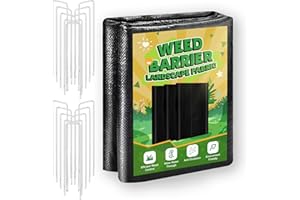 KIJAMILEE 4FT x 50FT Weed Barrier Landscape Fabric Heavy Duty, 3.2oz Premium Gardening Weed Control Mat with 20 U-Shaped Securing Pegs, Ground Cover for Garden Beds, Farming, Underlayment, Commercial Driveway