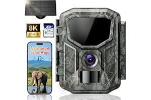 Temrix 8K Solar Trail Camera with Unlimited Free App, 7800mAh Battery, 850nm Night Vision, 0.1S Motion Detection, IP66 Waterproof, Game Camera with 32GB Memory Card, Deer Camera