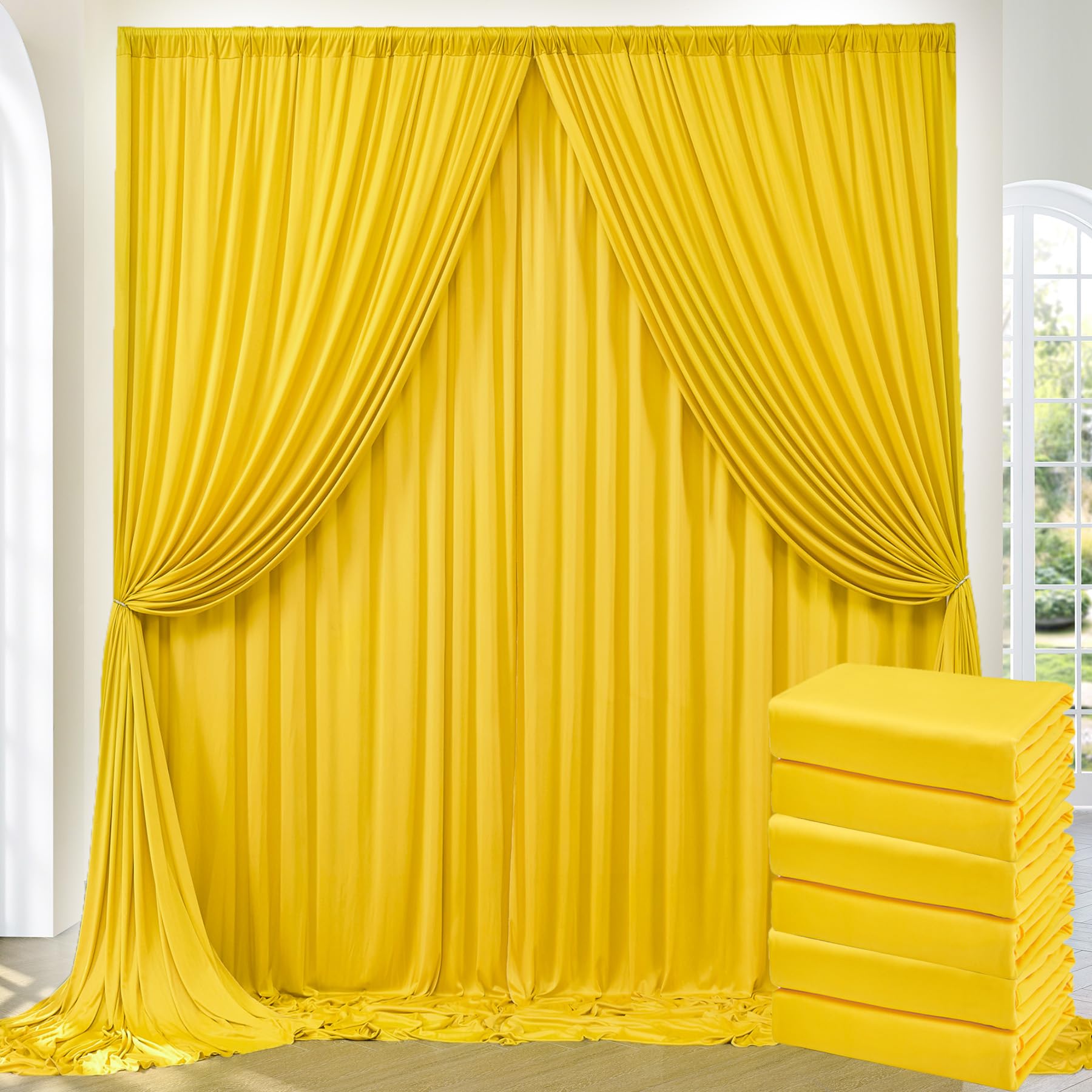 30ft x 10ft Wrinkle Free Yellow Backdrop Curtains