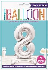 Unique Majestic Silver 8 Foil Balloon 76cm Milestone Celebration