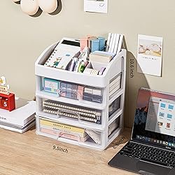Desk Organizer with Drawers, 3 Drawers Storage