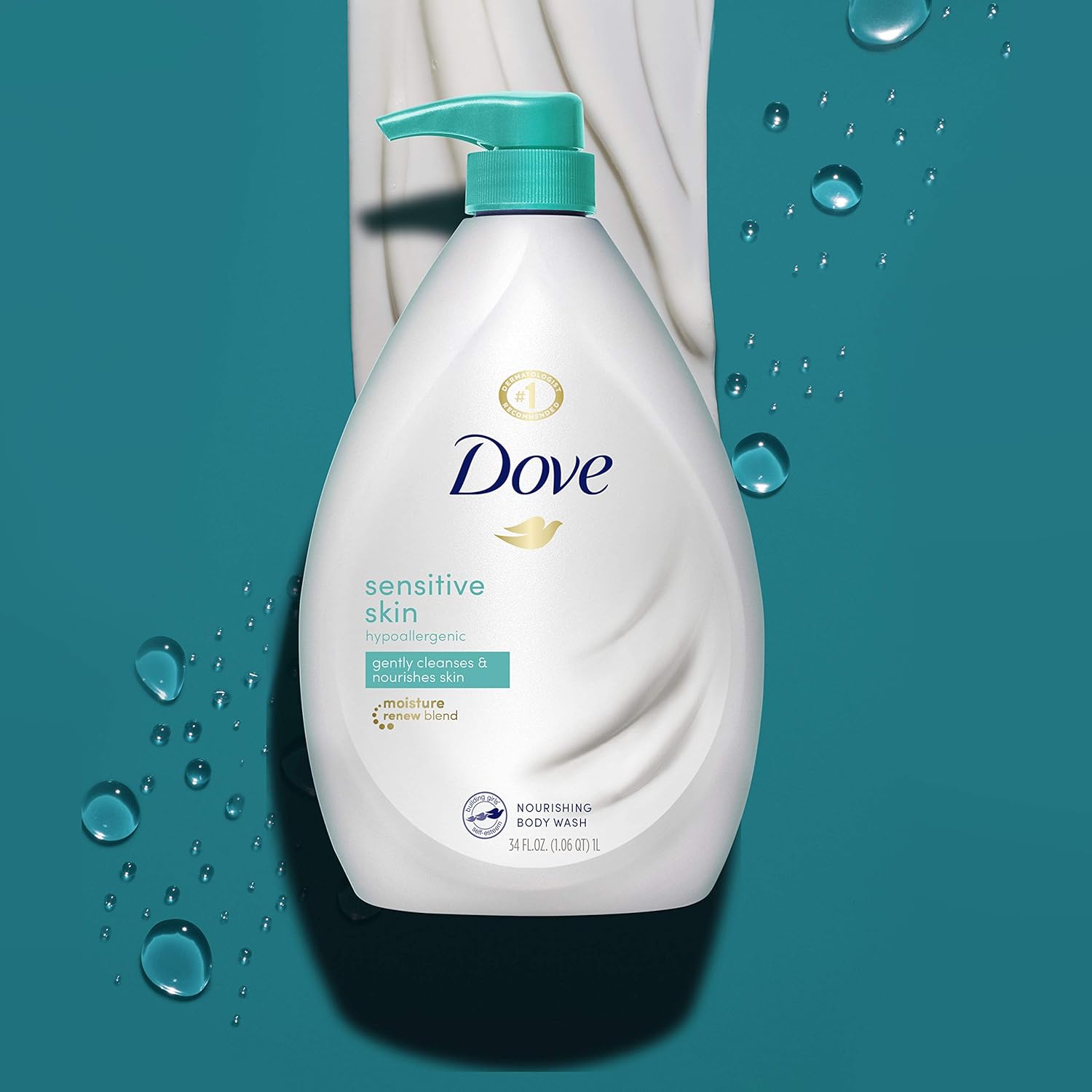 Dove Body Wash for Softer and Smoother Skin Sensitive Skin Effectively Washes Away Bacteria While Nourishing Your Skin, 34 oz: Beauty