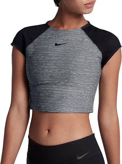 nike women's black crop top