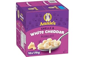 ANNIE'S - VALUE PACK SIZE - MACARONI AND CHEESE Shells and White Cheddar, Pack of 10, 1.7 Kilogram Box, No Artificial Flavour