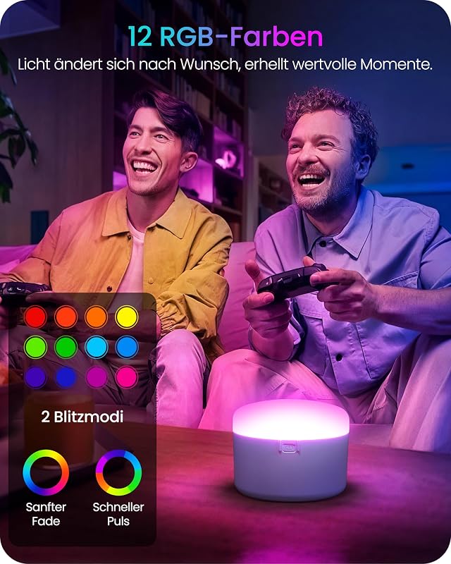 Wiederaufladbare RGB E27 Glühbirnen 2er Set
