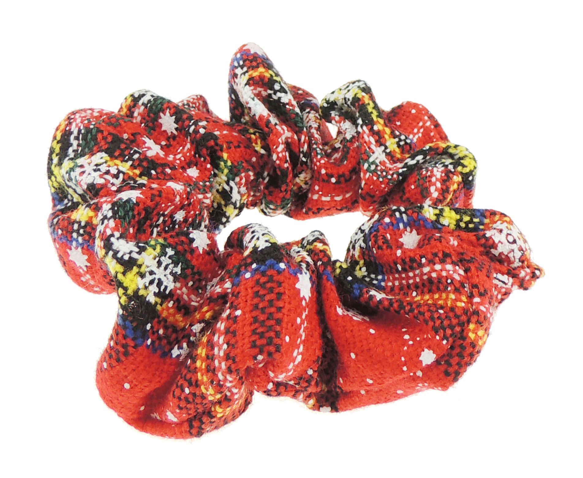 Ladies Girls Red Green Tartan Snowflake Festive Christmas Hair Elastic (Red Yellow)