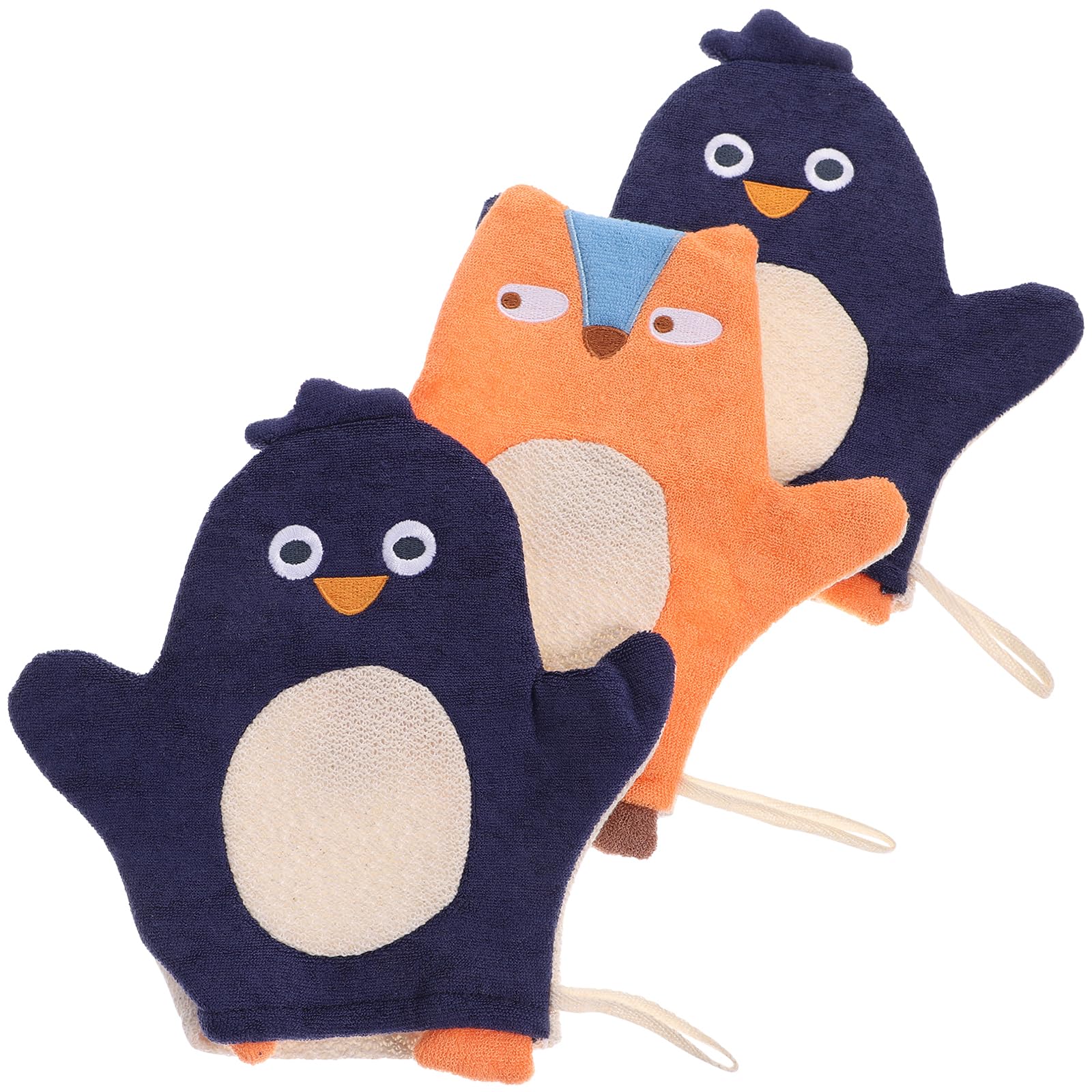 FOMIYES 3pcs Bath Gloves Towels Shower Non- Lovely Cleaning for Mitts Cotton Kids Terry Owl Toxic Exfoliating Mitt Wash Cat Foam Designed Scrubber Toddler Chicken Loofahs Skin-