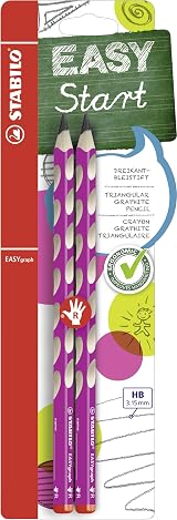 STABILO EASYgraph Ergonomic Graphite Pencil Right-Handed Pink HB Pack of 2