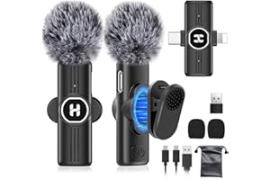 HEHOTTC Mini Wireless Lavalier Microphone for iPhone, iPad, Android Phone - Noise Reduction Lapel USB C Bluetooth Mic for Recording, Clip on Omni Lav Mic for Video Recording, Tiktok, YouTube, Vlog