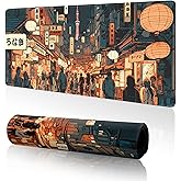 Japanese Street Gaming Mouse Pad Large,Anime Mouse Pad Gaming Mouse Mat Desk Pad,31.5 x 11.8 Desk Mat Anime Mouse Pads for Desk,Extended Keyboard Mousepad with Non-Slip Base and Stitched Edge