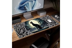 Leather Cat Desk Pad, Colorful Art Mouse Pad Large Computer Keyboard Gaming Mousepad Waterproof Desktop Protector & Cover, De