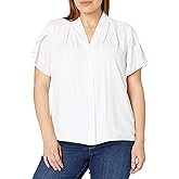 Calvin Klein Womens Short Sleeve V-Neck Top