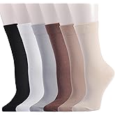 EPEIUS Women's Crew Socks - Soft Thin Seamless Viscose Dress Calf Socks for Business,Trouser Sox 3/6 Pairs