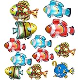 12PCS Tropical Fish Foil Balloons, Under the Sea Fish Balloons for Kids Birthday Baby Shower Ocean Theme Party Decorations