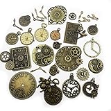 30pcs Antique Bronze Mix Skeleton Steampunk Clock Face Watch Gear Cog Wheel Pendant Charms Jewelry Making DIY Steampunk Gear 