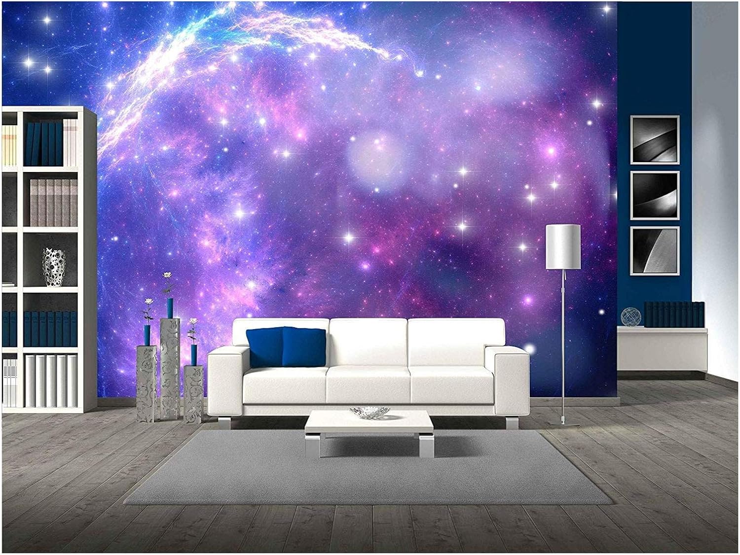 Purple Space Nebula - Removable Wall Mural | Self-Adhesive Large Wallpaper - 100x144 inches