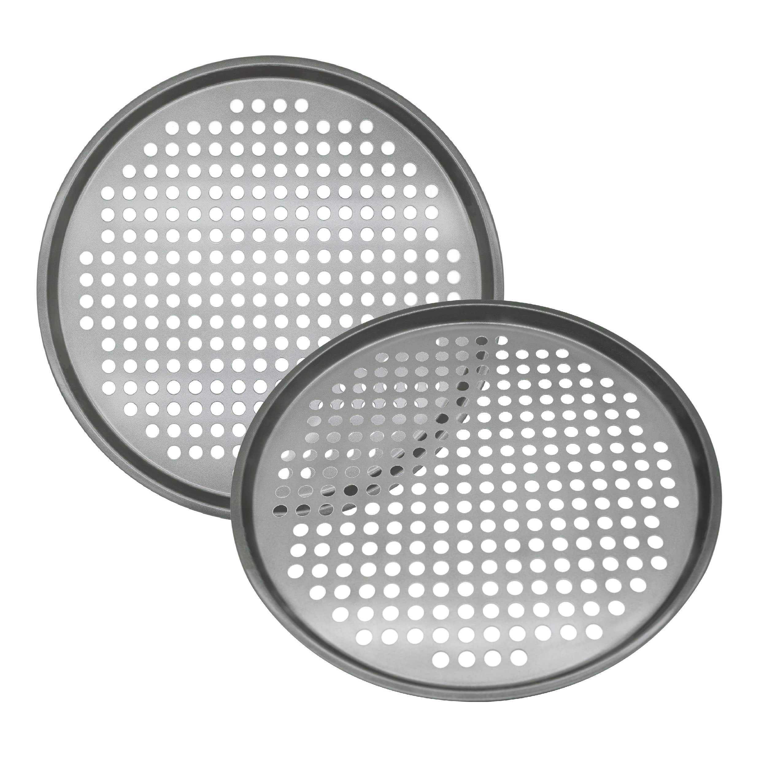 Maxi Nature Pizza Tray Set of 2 - Non Stick Baking, Even Heat Distribution - Pizza Pan for Oven - Perforated Stainless Steel for Crispy Crust - 13 Inch, 33 cm