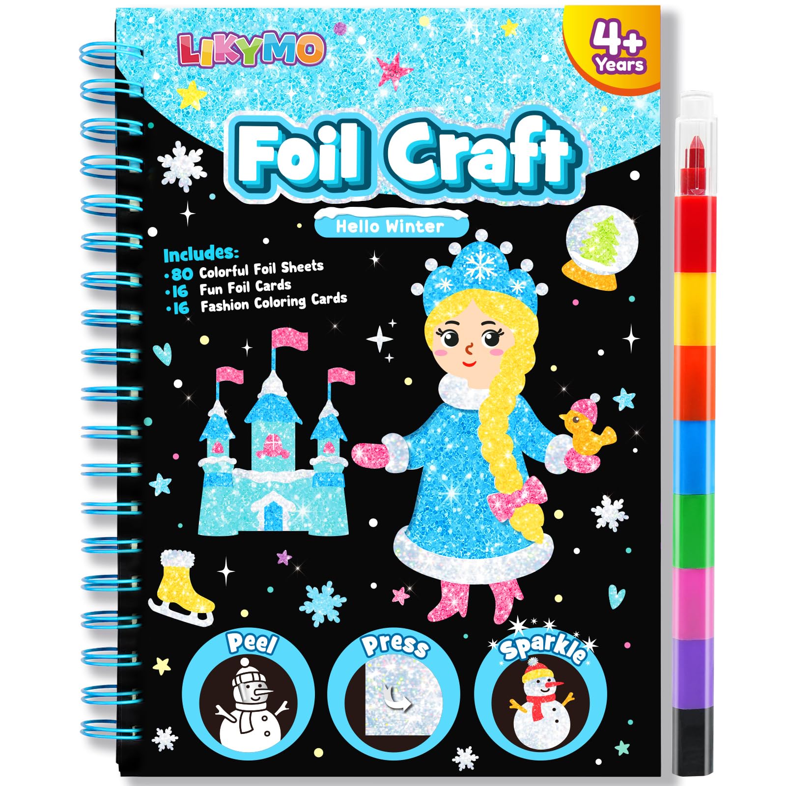 LIKYMO Foil Art for Kids - Foil Craft Book Art and Craft for Kids, DIY Creative Activity Gifts for 4 5 6 7 8 9 Year Old Girls Boys (Winter) — image 1