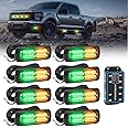 AnTom 8pcs Emergency Strobe Lights for Trucks, Sync Feature Vehicles Grille Surface Mount 24-LED Flashing Hazard Warning Light Kit with Controller and Wiring Harness, No additional wiring required